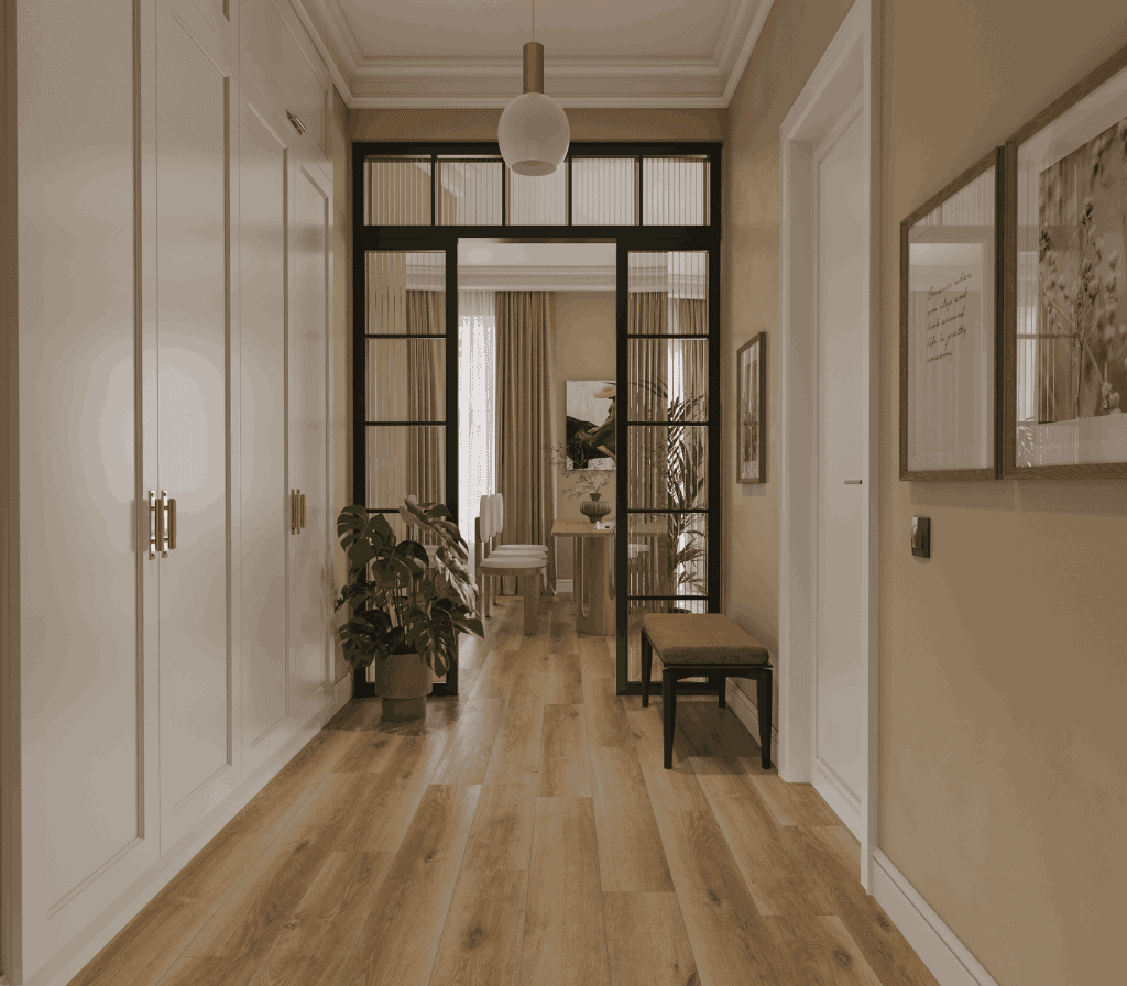Кварцвиниловый SPC ламинат Alpine Floor Титан 6 Циркон ECO 28-2-R 1220×183×6 фото в интерьере