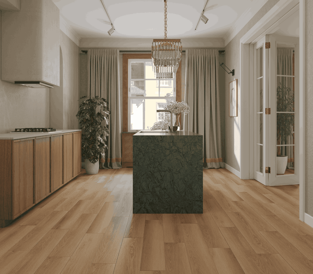 Кварцвиниловый SPC ламинат Alpine Floor Титан 6 Осмий ECO 28-3-R 1220×183×6 фото в интерьере