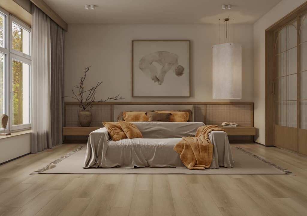 Кварцвиниловый SPC ламинат Alpine Floor Титан 6 Аппатит ECO 28-4-R 1220×183×6 фото в интерьере