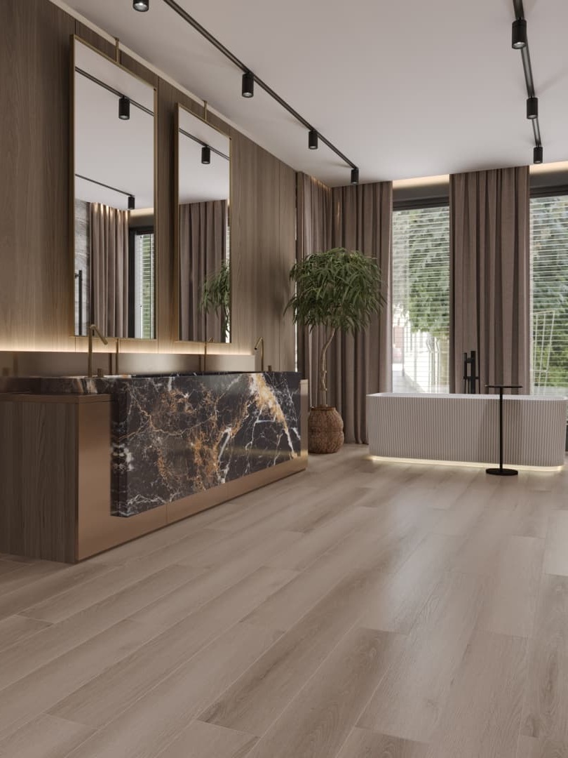 Кварцвиниловый SPC ламинат Alpine Floor Титан 6 Агат ECO 28-5-R 1220×183×6 фото в интерьере