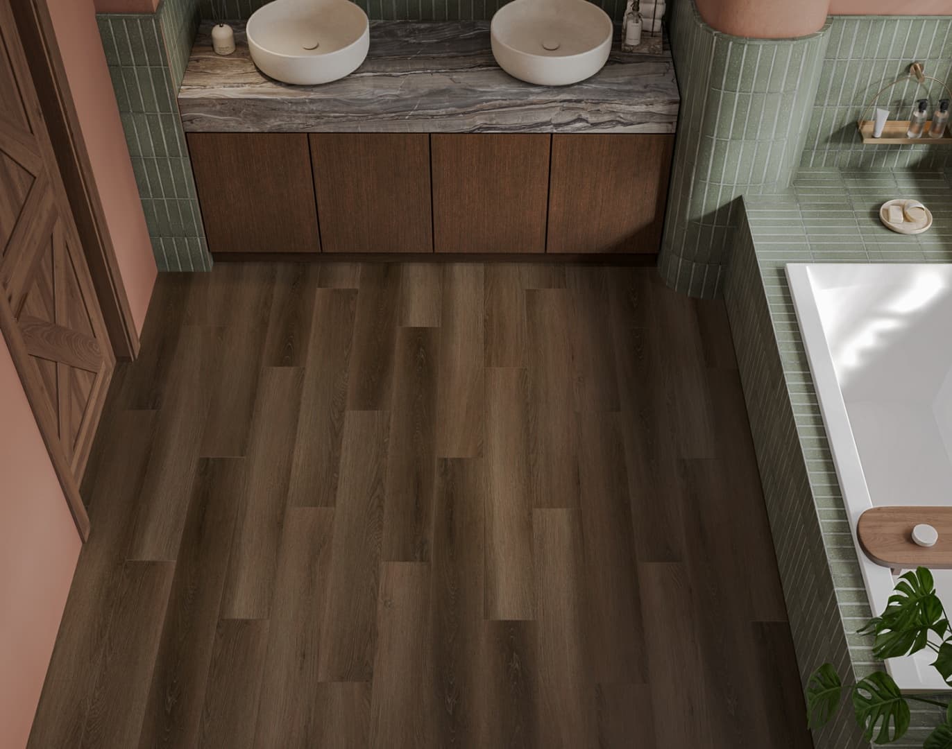 Кварцвиниловый SPC ламинат Alpine Floor Титан 6 Обсидиан ECO 28-6-R 1220×183×6 фото в интерьере