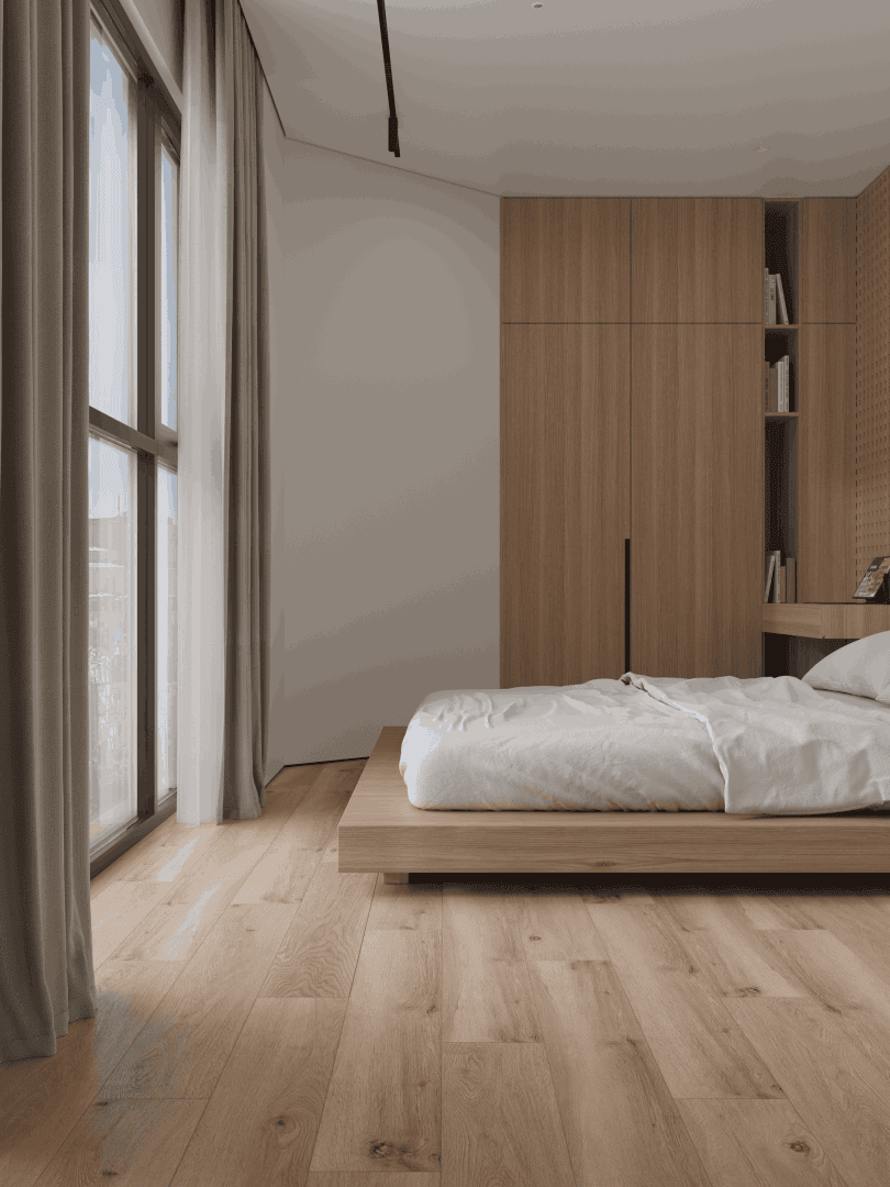 Кварцвиниловый SPC ламинат Alpine Floor Титан 6 Пирит ECO 28-7-R 1220×183×6 фото в интерьере