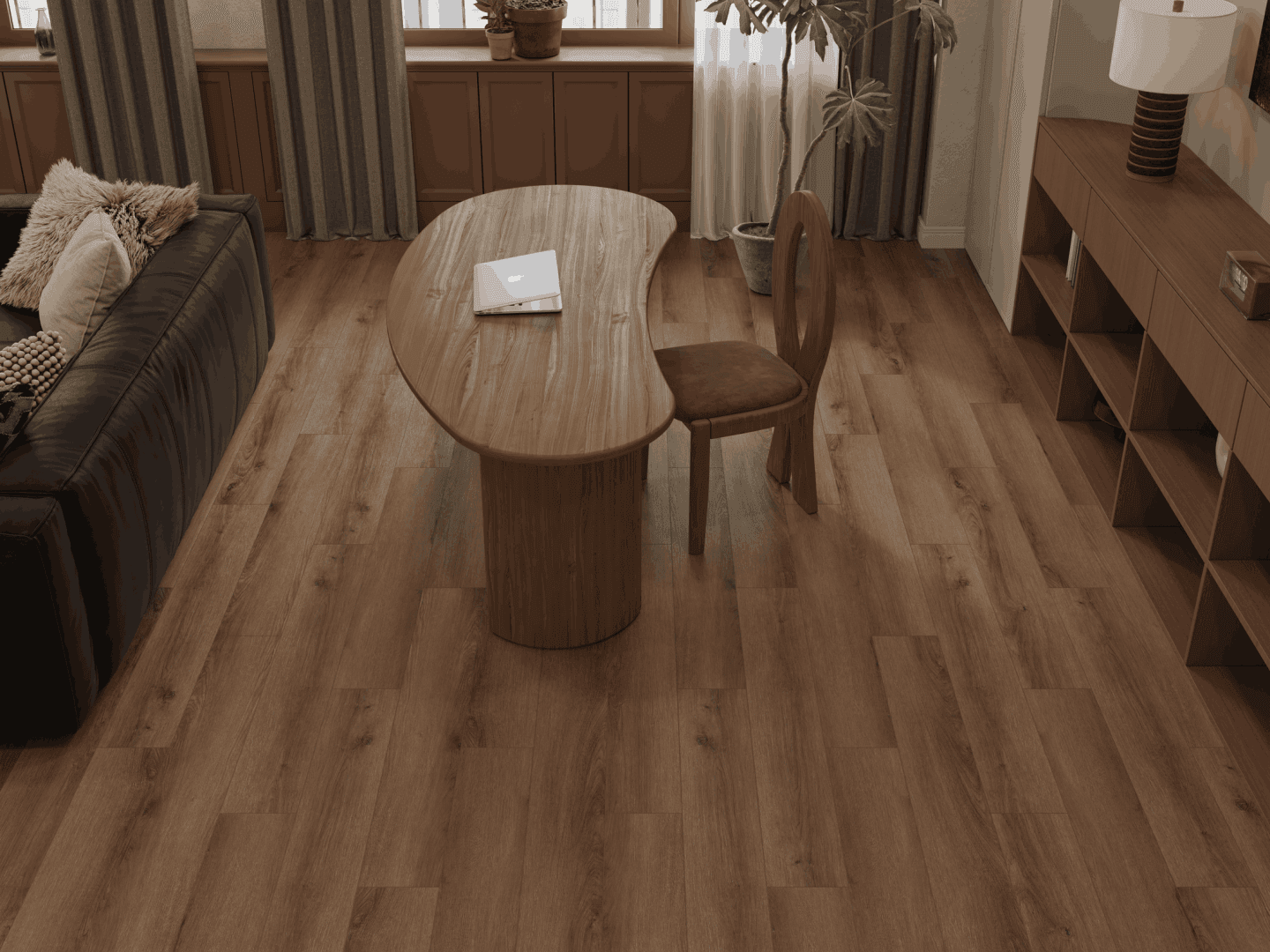Кварцвиниловый SPC ламинат Alpine Floor Титан 6 Азурит ECO 28-9-R 1220×183×6 фото в интерьере