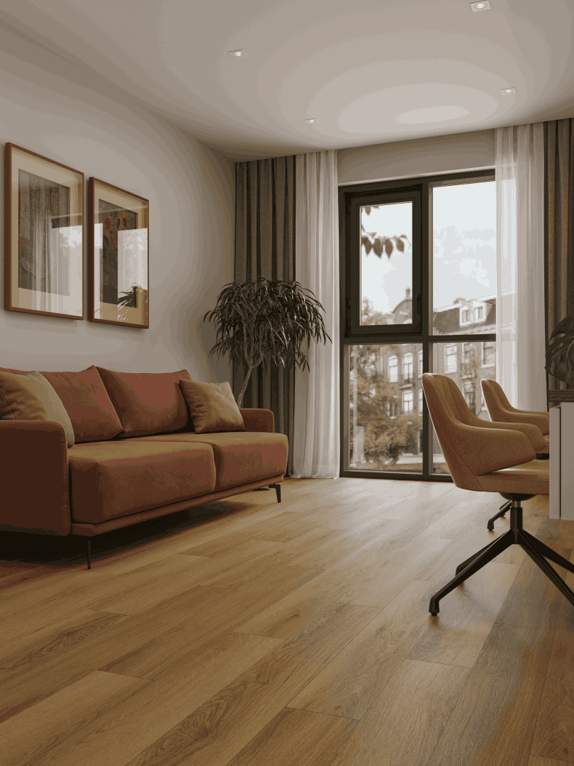 Кварцвиниловый SPC ламинат Alpine Floor Титан 6 Селен ECO 28-10-R 1220×183×6 фото в интерьере