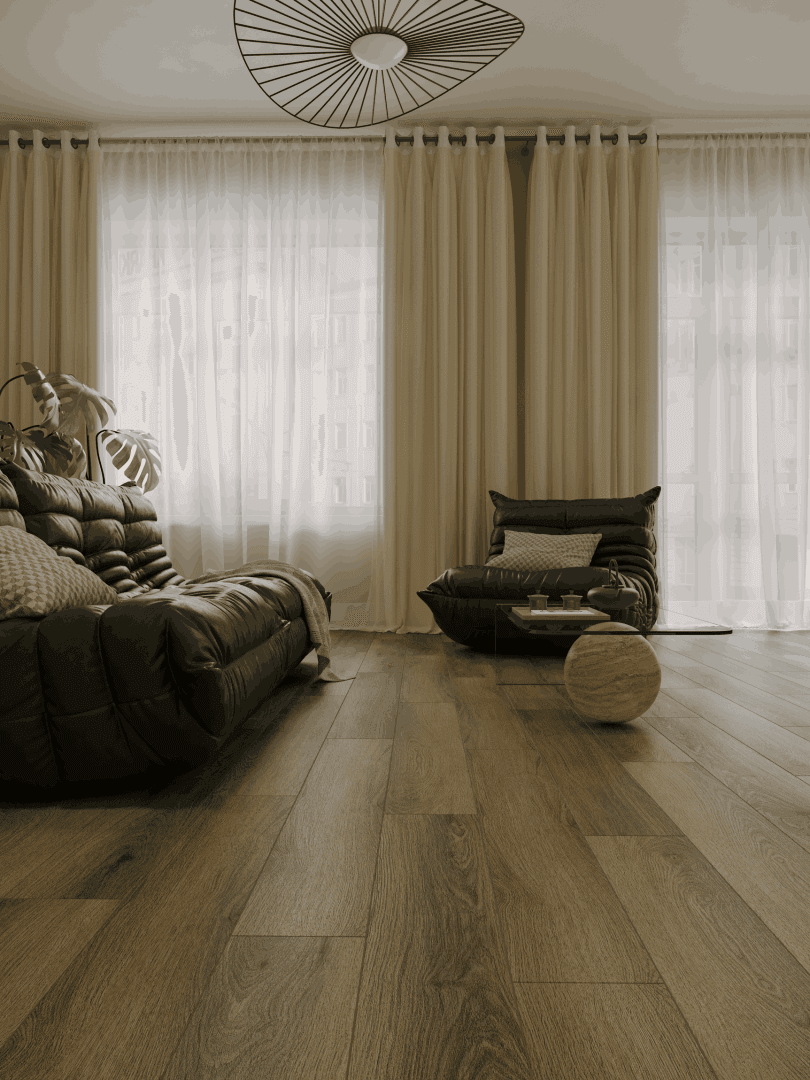 Кварцвиниловый SPC ламинат Alpine Floor Титан 6 Корунд ECO 28-11-R 1220×183×6 фото в интерьере