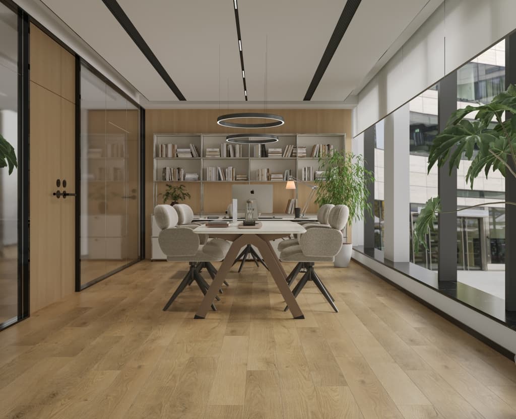 Кварцвиниловый SPC ламинат Alpine Floor Титан 8 Церера ECO 27-1-R 1220×183×8 фото в интерьере