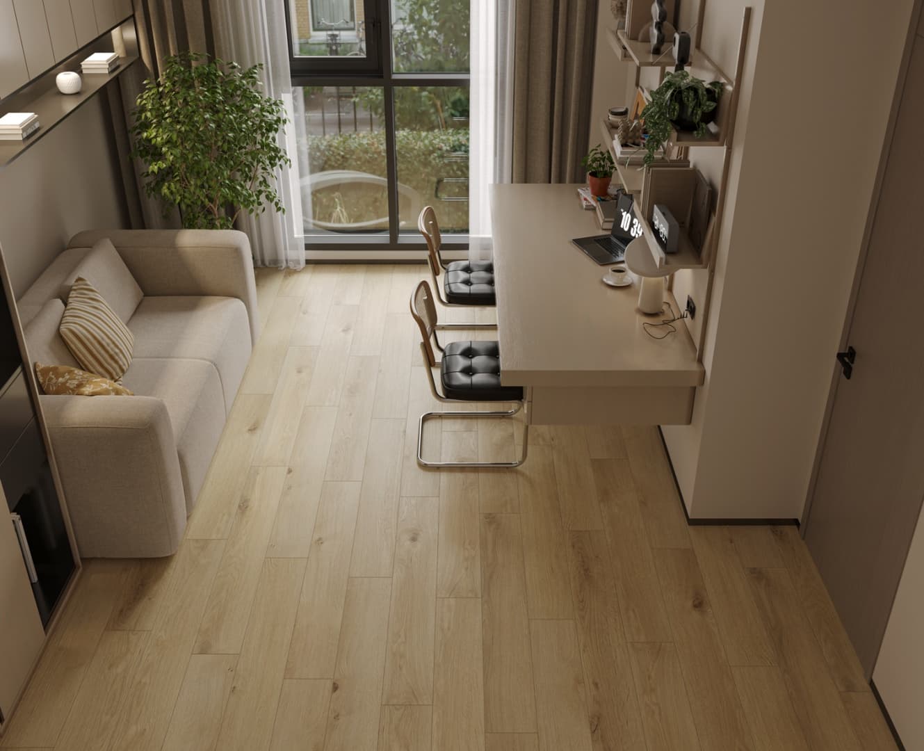 Кварцвиниловый SPC ламинат Alpine Floor Титан 8 Вега ECO 27-2-R 1220×183×8 фото в интерьере