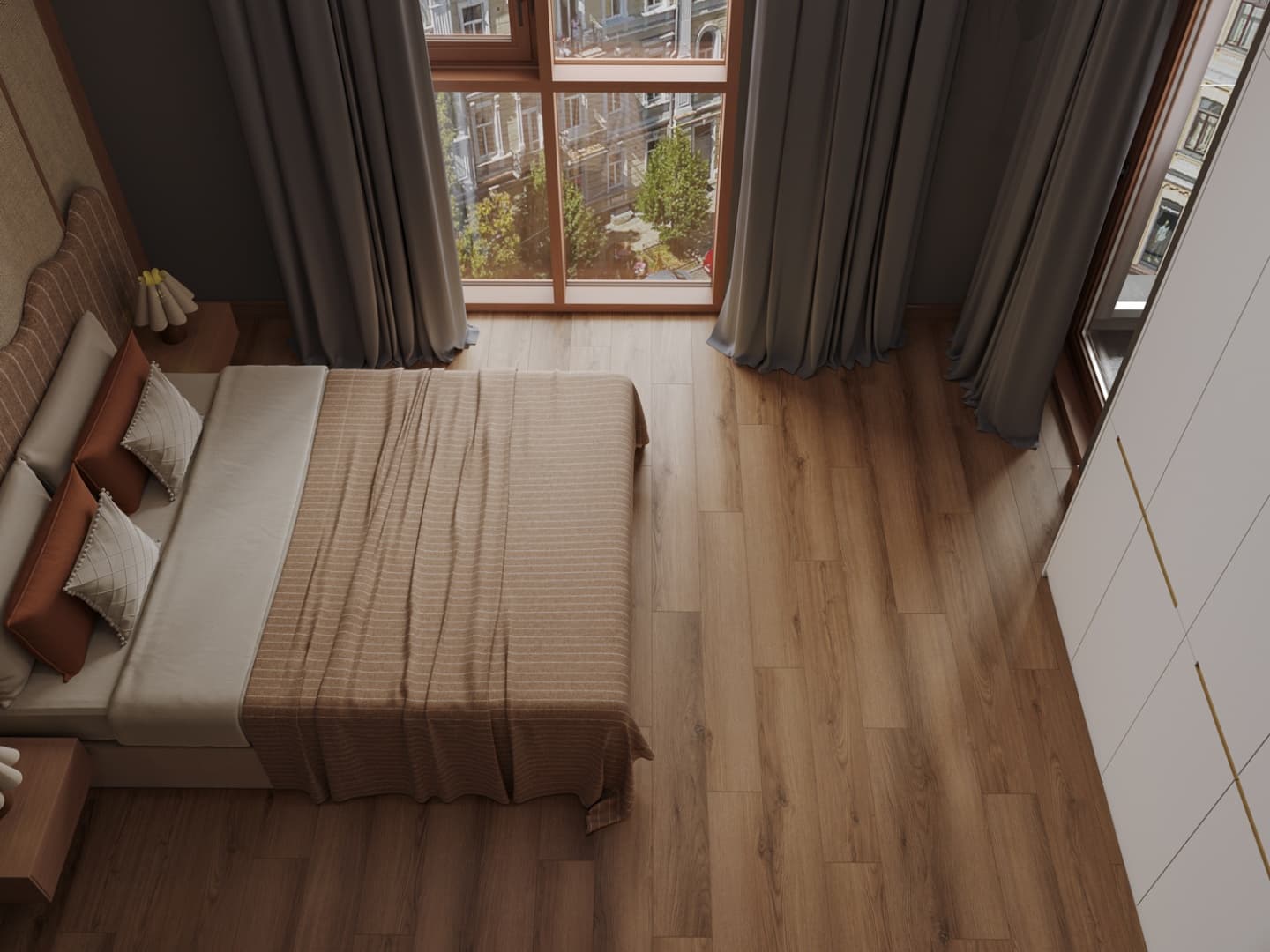 Кварцвиниловый SPC ламинат Alpine Floor Титан 8 Арктур ECO 27-4-R 1220×183×8 фото в интерьере
