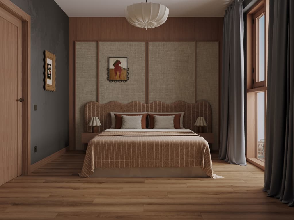 Кварцвиниловый SPC ламинат Alpine Floor Титан 8 Арктур ECO 27-4-R 1220×183×8 фото в интерьере