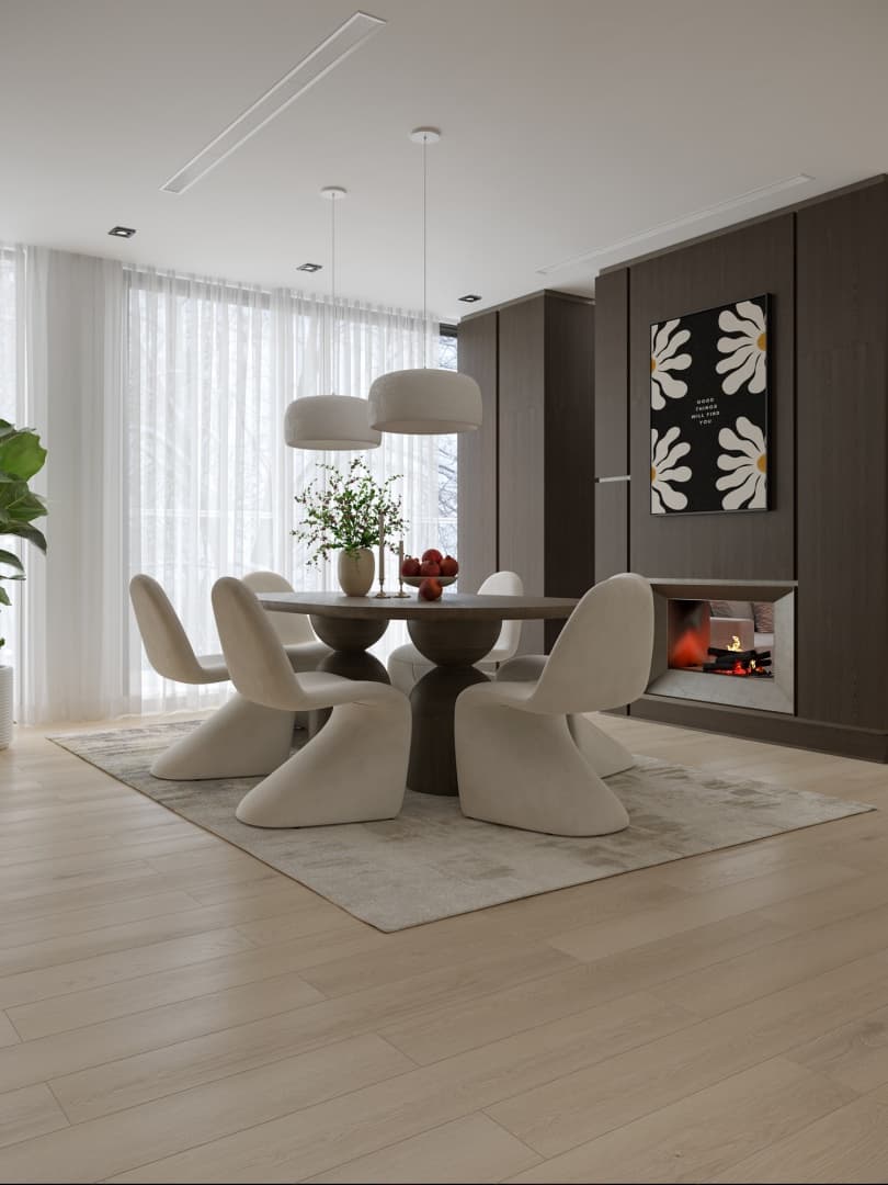 Кварцвиниловый SPC ламинат Alpine Floor Титан 8 Орион ECO 27-5-R 1220×183×8 фото в интерьере