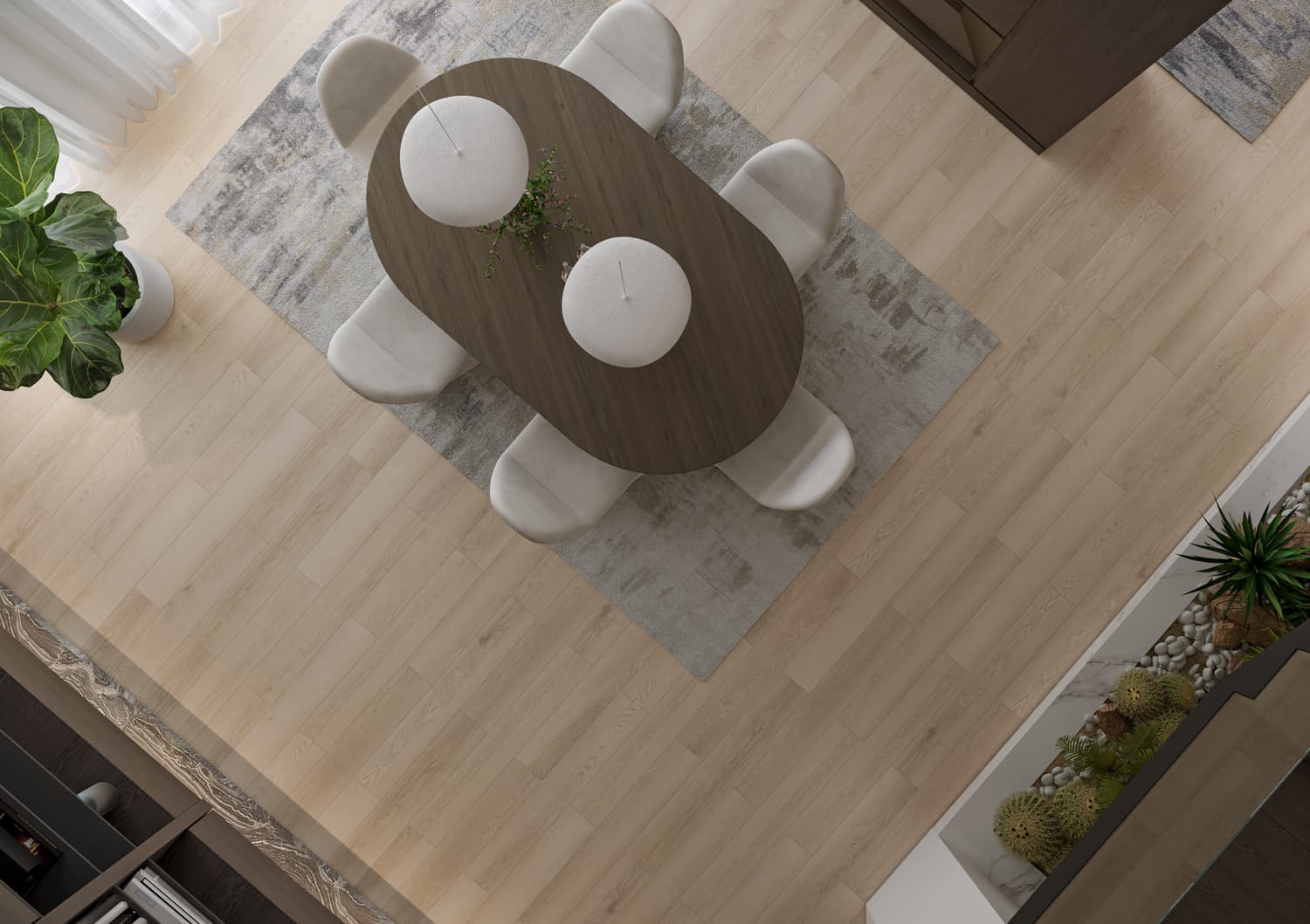 Кварцвиниловый SPC ламинат Alpine Floor Титан 8 Орион ECO 27-5-R 1220×183×8 фото в интерьере