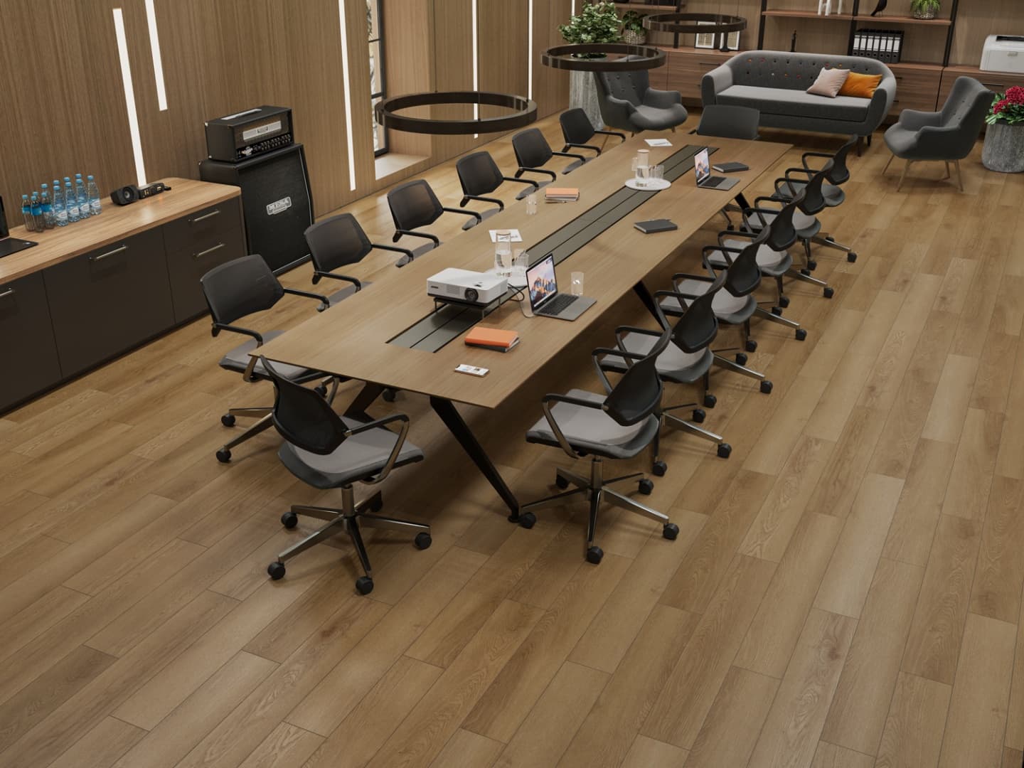 Кварцвиниловый SPC ламинат Alpine Floor Титан 8 Осирис ECO 27-6-R 1220×183×8 фото в интерьере