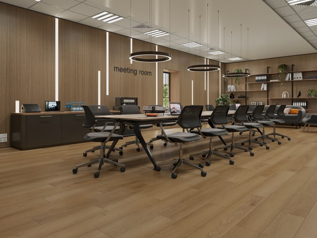 Кварцвиниловый SPC ламинат Alpine Floor Титан 8 Осирис ECO 27-6-R 1220×183×8 фото в интерьере