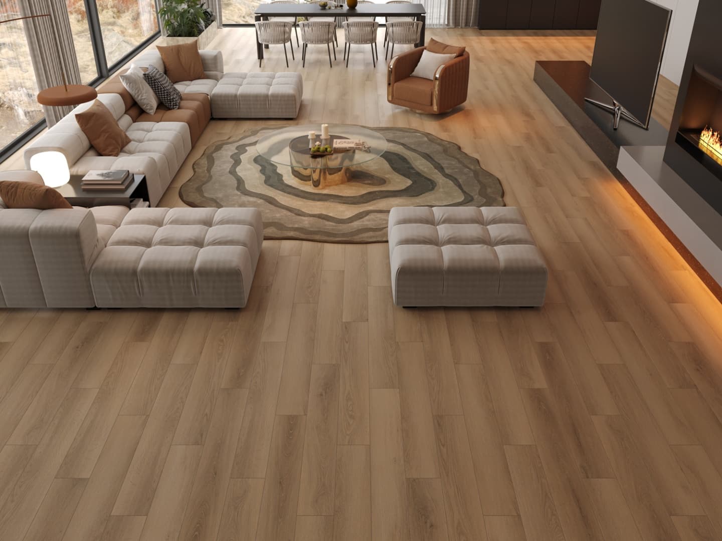 Кварцвиниловый SPC ламинат Alpine Floor Титан 8 Тритон ECO 27-8-R 1220×183×8 фото в интерьере