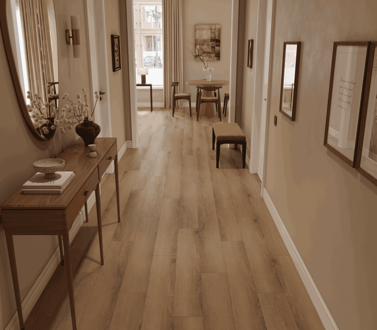 Кварцвиниловый SPC ламинат Alpine Floor Титан 8 Энцелад ECO 27-10-R 1220×183×8 фото в интерьере