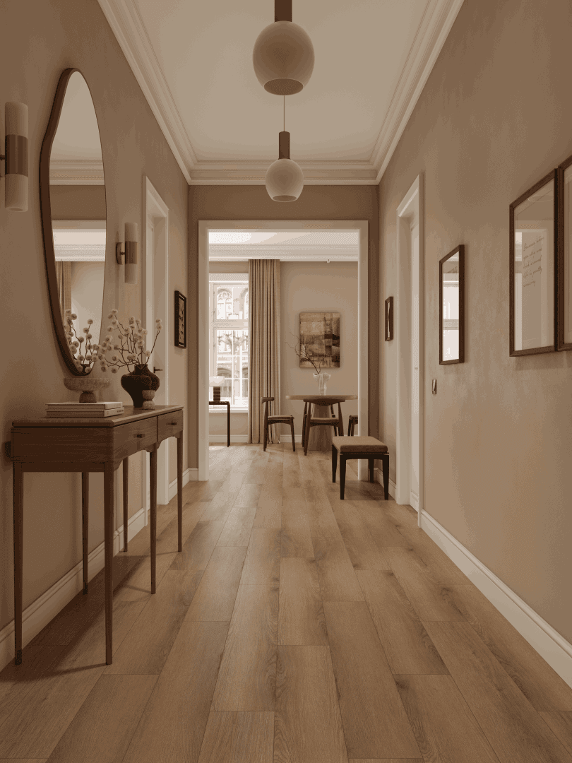 Кварцвиниловый SPC ламинат Alpine Floor Титан 8 Энцелад ECO 27-10-R 1220×183×8 фото в интерьере