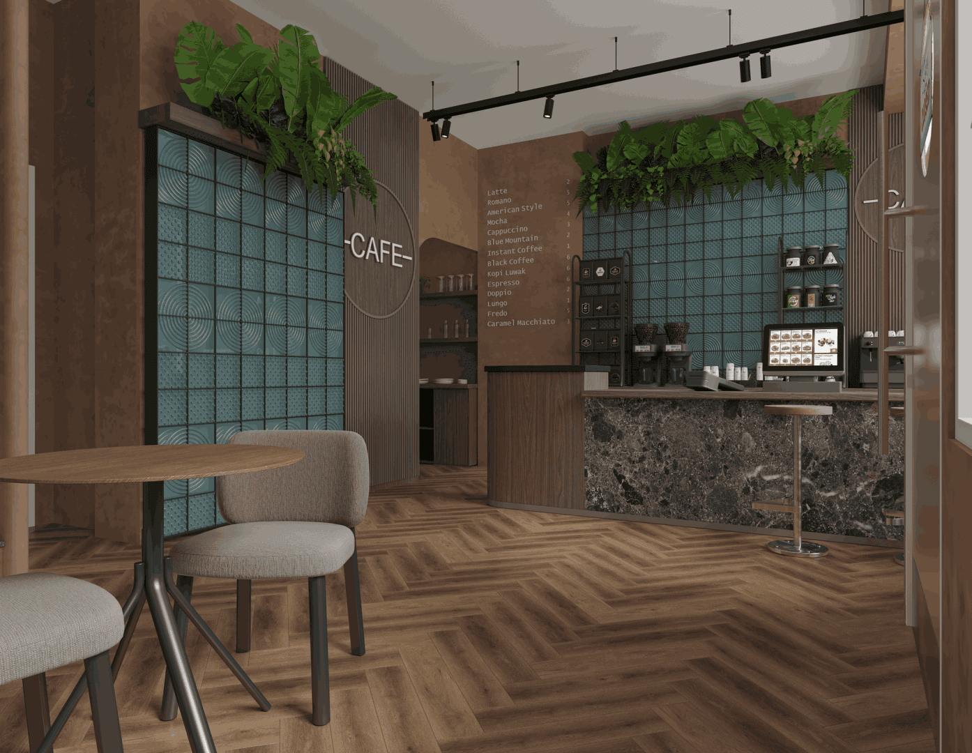 Кварцвиниловый SPC ламинат Alpine Floor Титан Паркет Икарус ECO 29-5-R венгерская елка 600×125×6 фото в интерьере