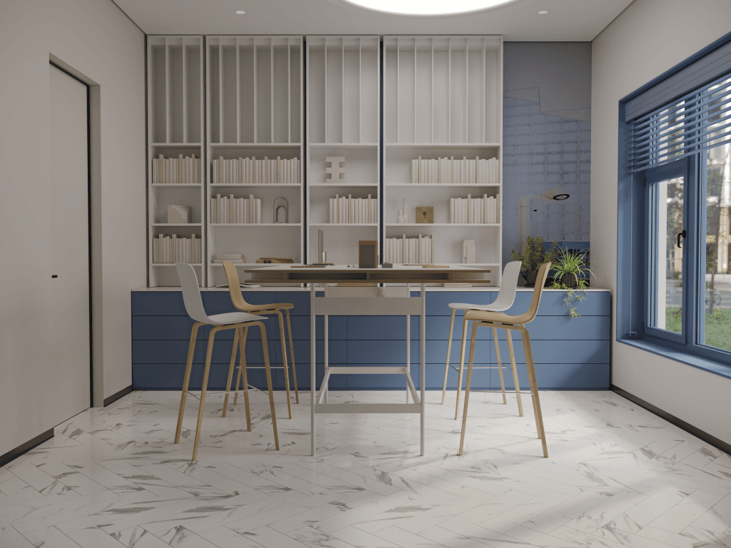Кварцвиниловый SPC ламинат Alpine Floor Адамант Паркет Фен ECO 31-5-R венгерская елка 600×125×5 фото в интерьере