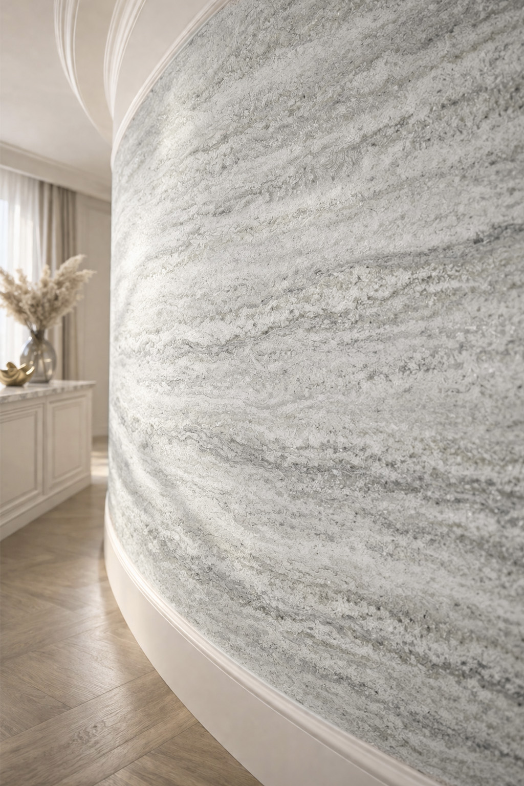 Гибкий камень Alpine Walls Гибкая керамика Travertino Classico MTR-014PW 1200×600×4 фото в интерьере
