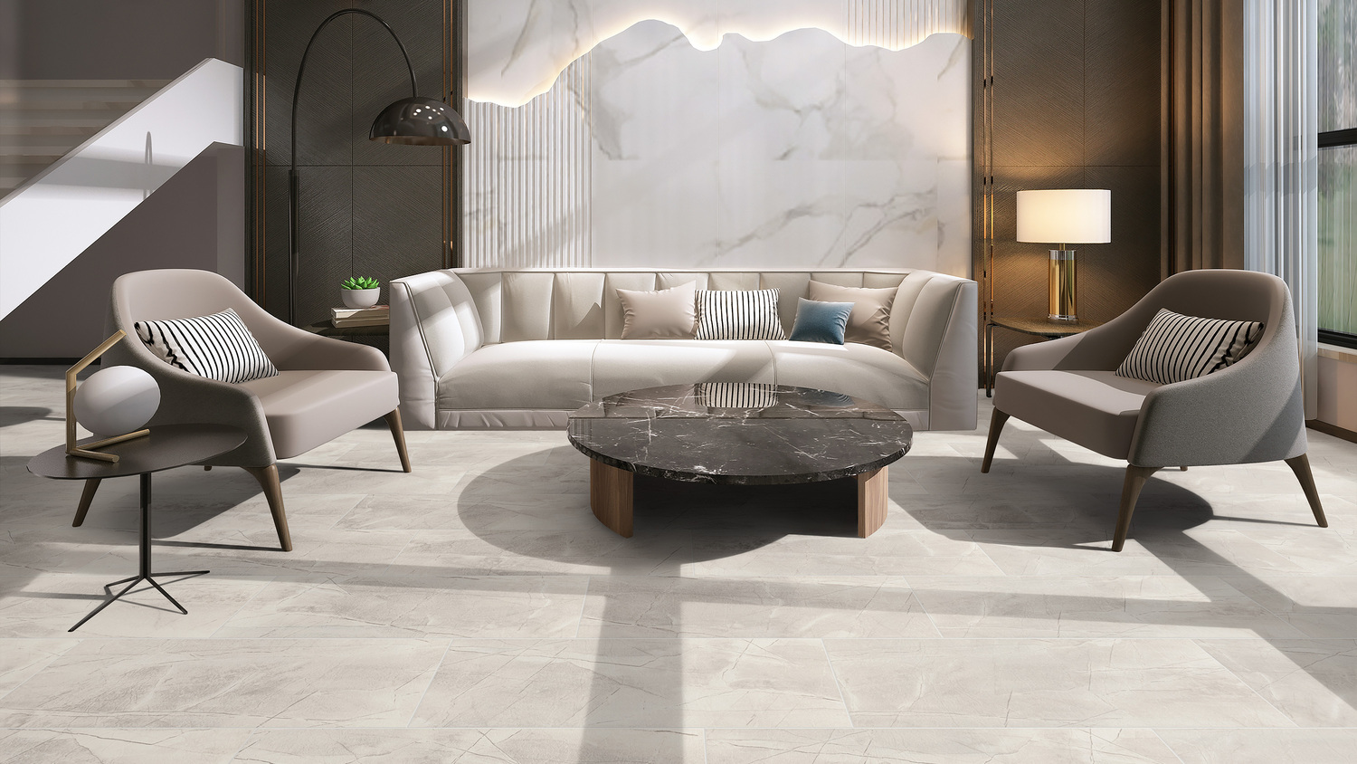 Ламинат Tarkett Tectonic Бьянко Каррара Bianco Carrara 504601004 855×398×8 фото в интерьере