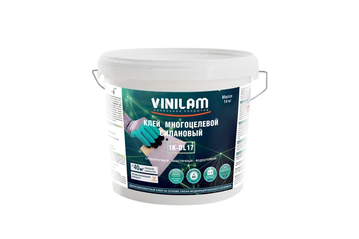 Клей для винилового пола Vinilam 1K-DL17 силан-модифицированный 14 кг