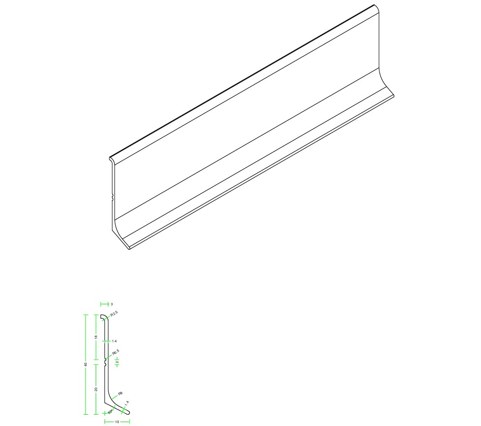 Плинтус алюминиевый Neexy Антрацит муар AKBD40-SA 2500×40×10