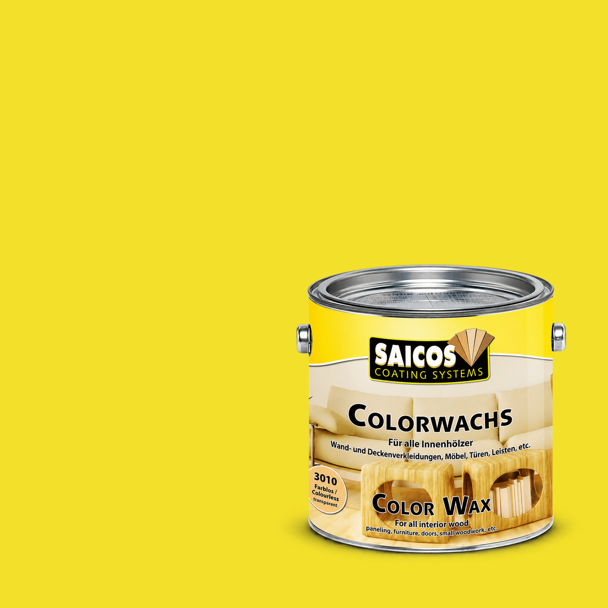 Воск для дерева Saicos Colorwachs Classic цвет 3012 Лимонный 2,5 л