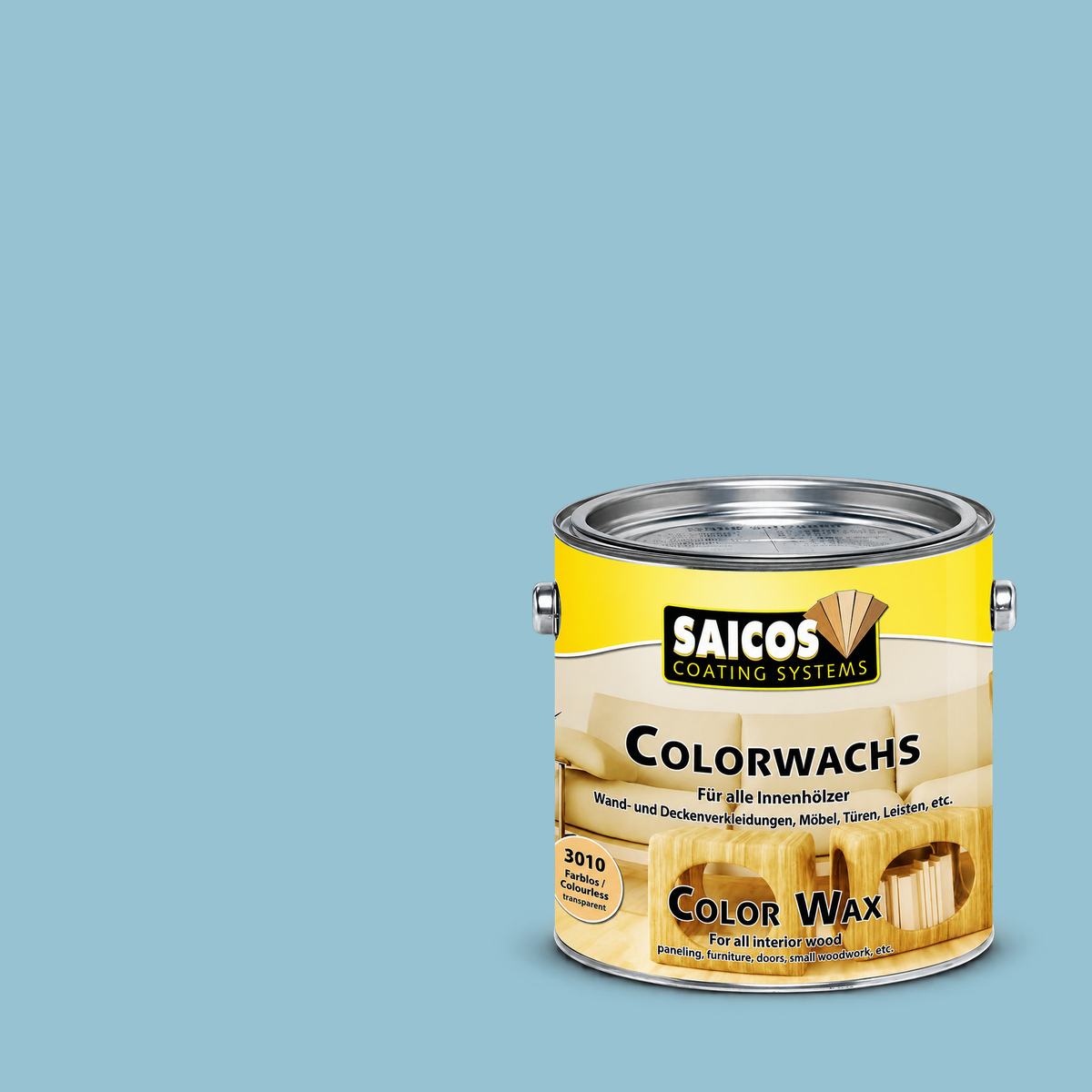 Воск для дерева Saicos Colorwachs Classic цвет 3051 Винтажный голубой 2,5 л