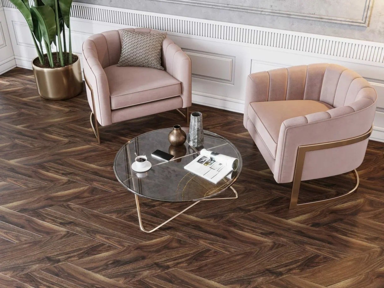 Ламинат CBM Ostrost Орех Габри 502 французская елка 729,6×129,3×12 фото в интерьере Ламинат CBM Ostrost Орех Габри 502 французская елка 729,6×129,3×12 фото в интерьере