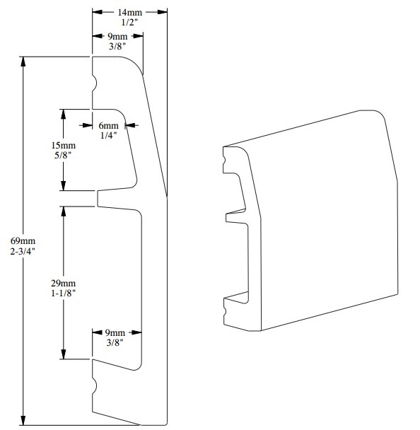 Плинтус под покраску Orac Decor Axxent SX125 2000×69×14