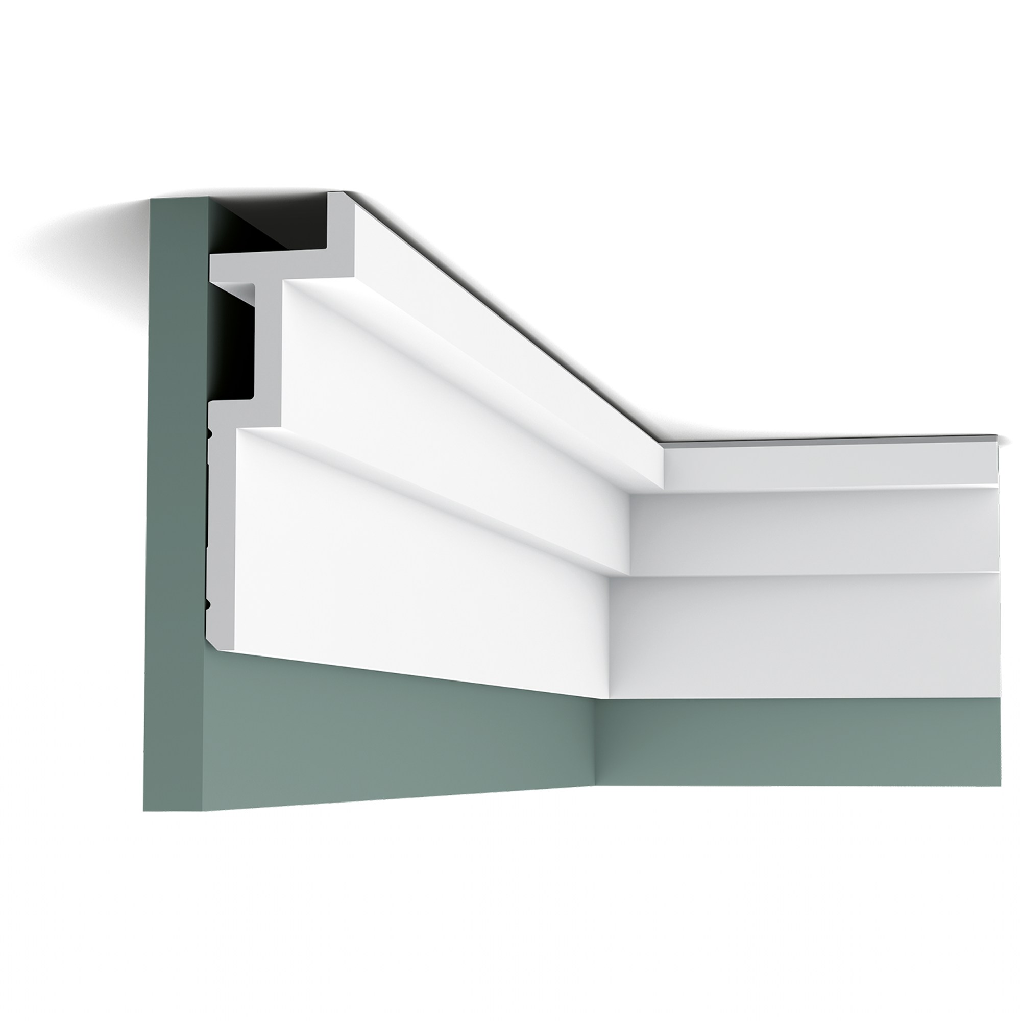 Потолочный плинтус под покраску Orac Decor Modern C396 с подсветкой 2000×61×185
