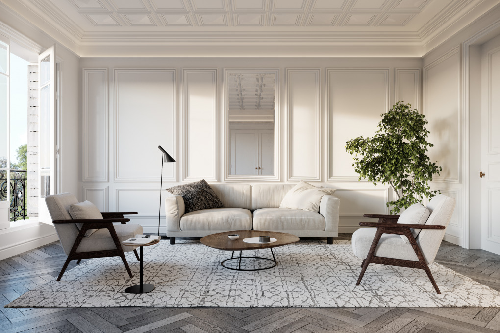 Гибкий молдинг под покраску Orac Decor New Classic P4025F 2000×83×34 фото в интерьере