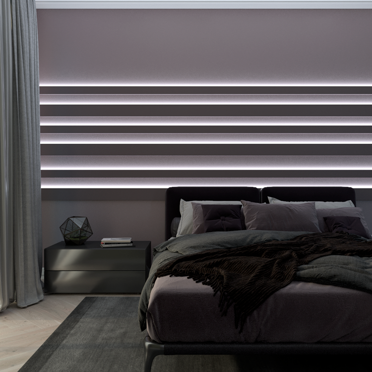 Молдинг под покраску Evrowood M07 LED с подсветкой 2000×120×18 фото в интерьере