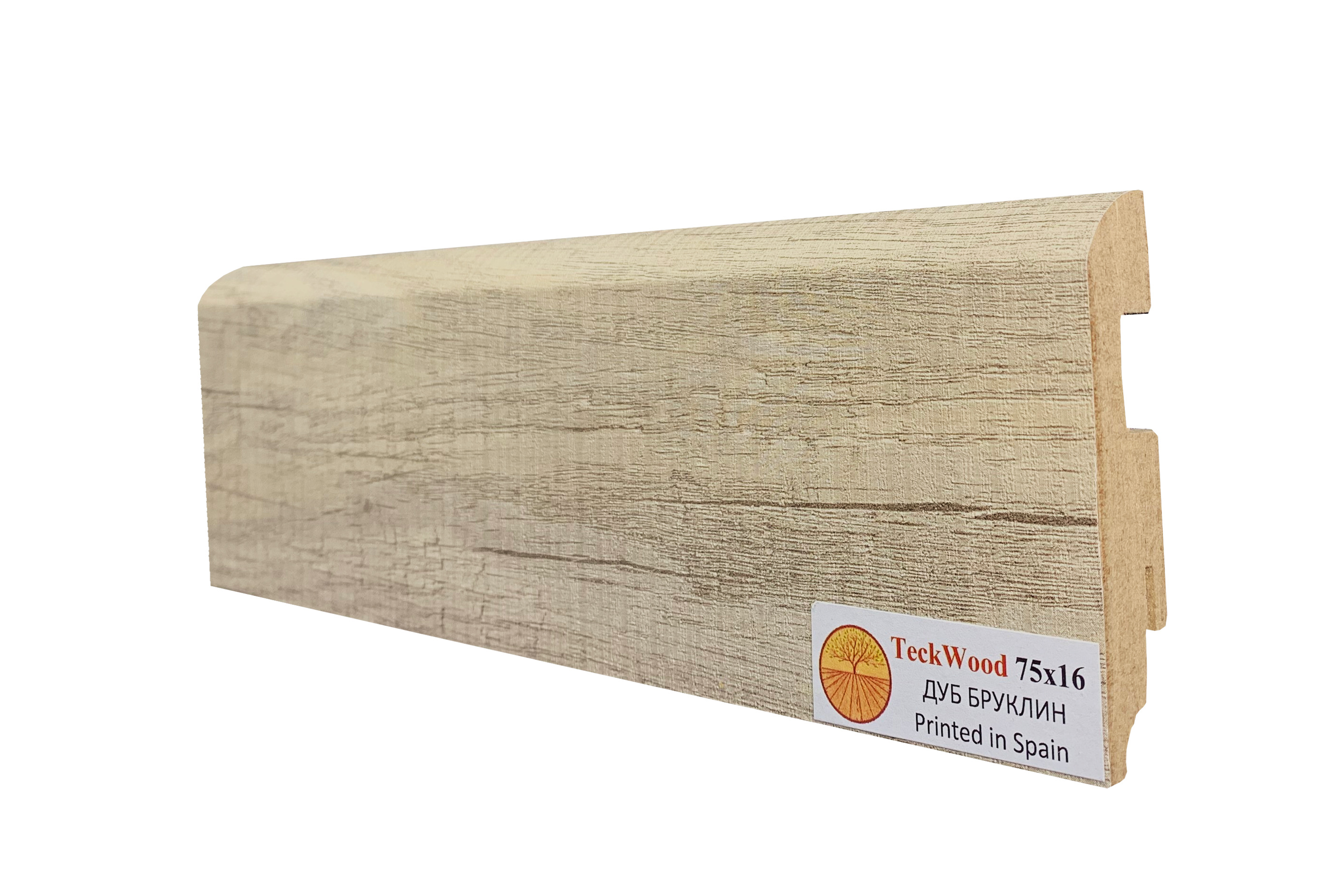 Плинтус МДФ ламинированный TeckWood Дуб Бруклин 2150×75×16