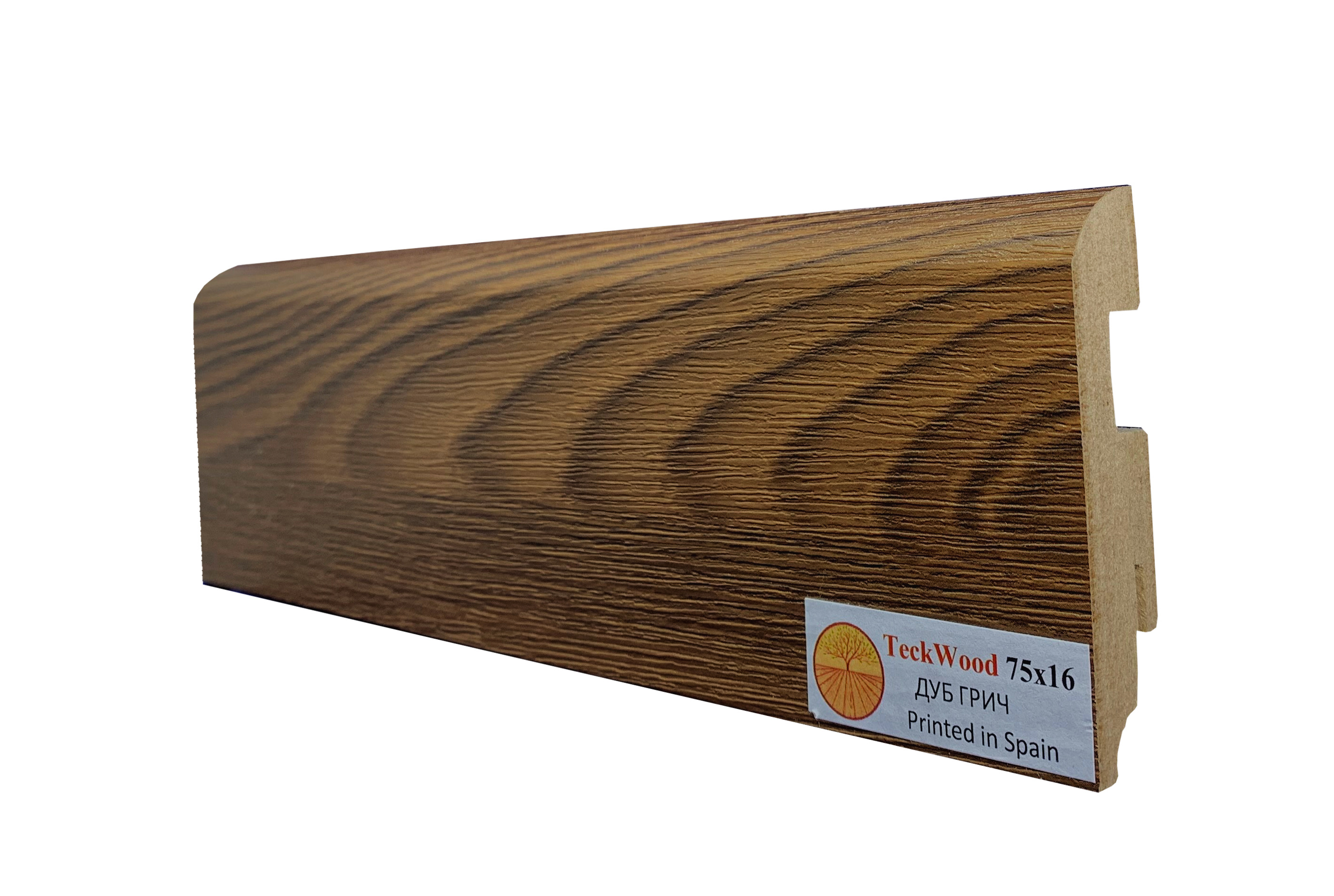 Плинтус МДФ ламинированный TeckWood Дуб Грич 2150×75×16