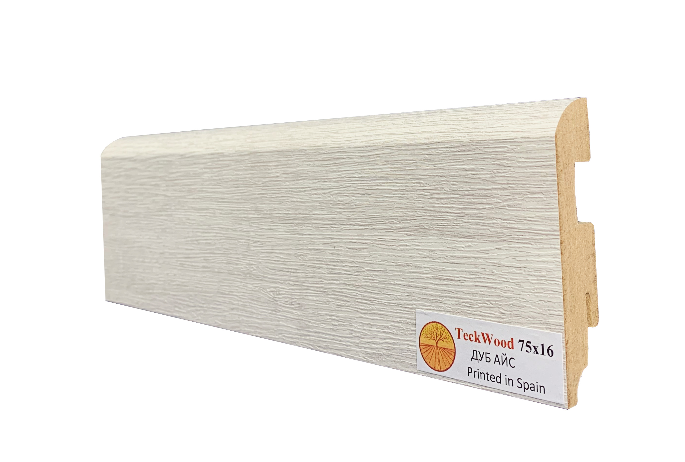 Плинтус МДФ ламинированный TeckWood Дуб Айс 2150×75×16