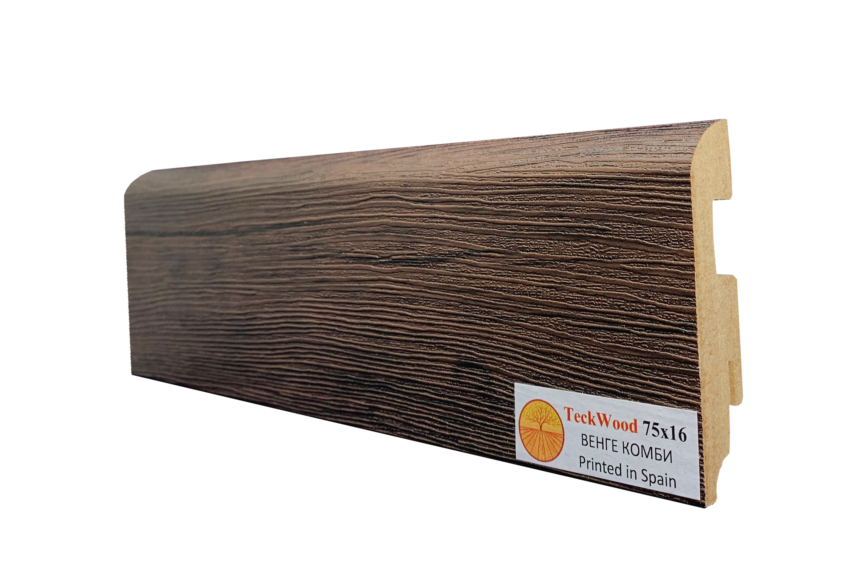 Плинтус МДФ ламинированный TeckWood Венге Комби 2150×75×16