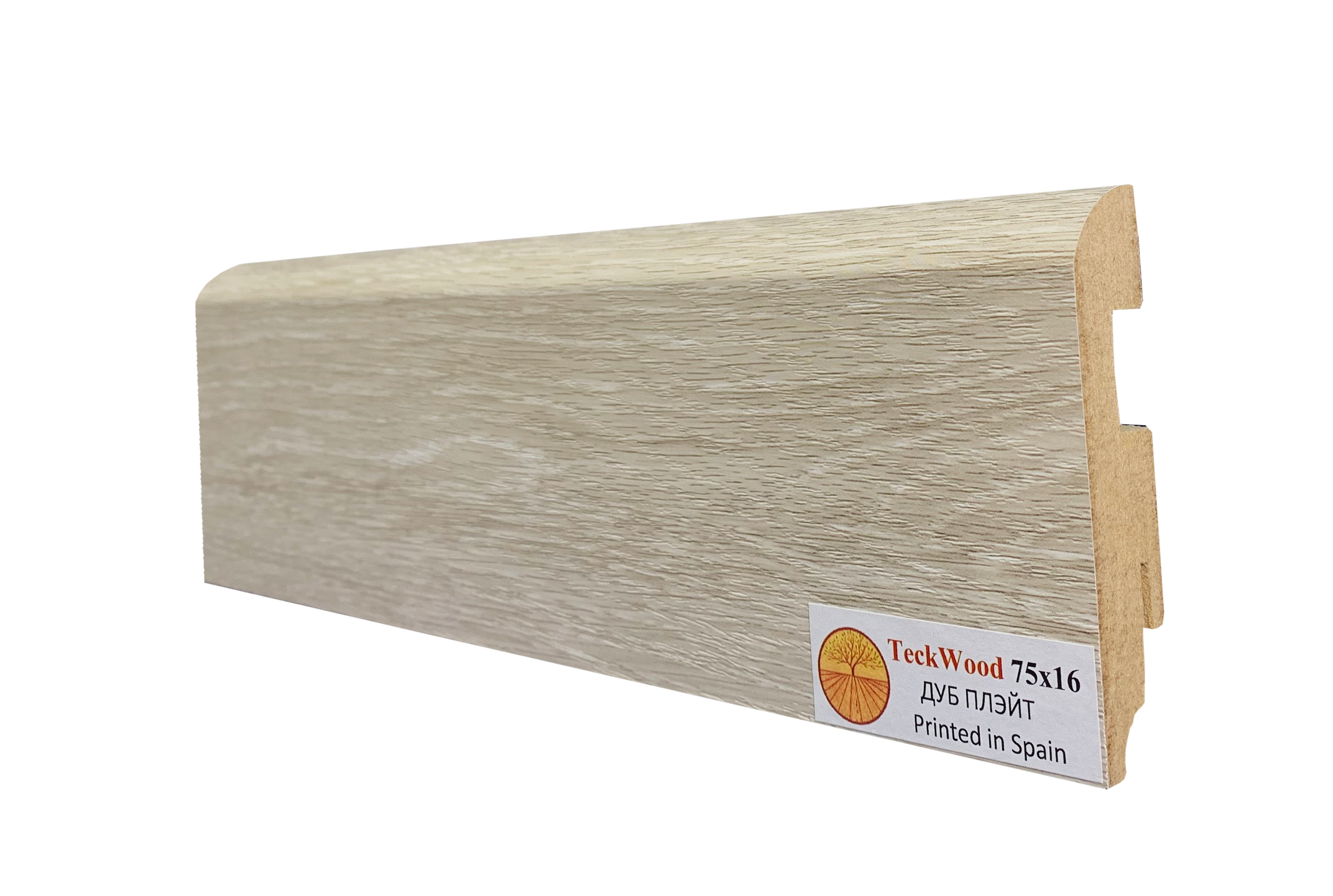 Плинтус МДФ ламинированный TeckWood Дуб Плэйт 2150×75×16