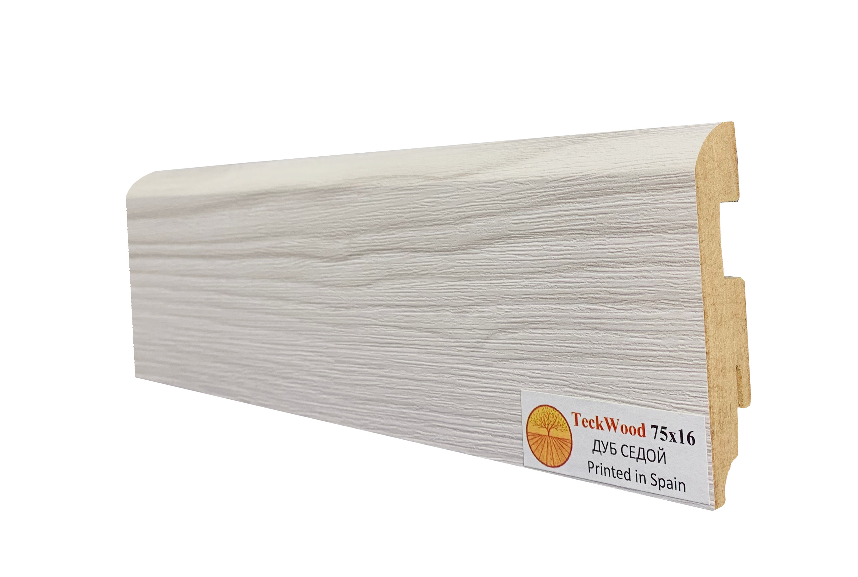 Плинтус МДФ ламинированный TeckWood Дуб Седой 2150×75×16
