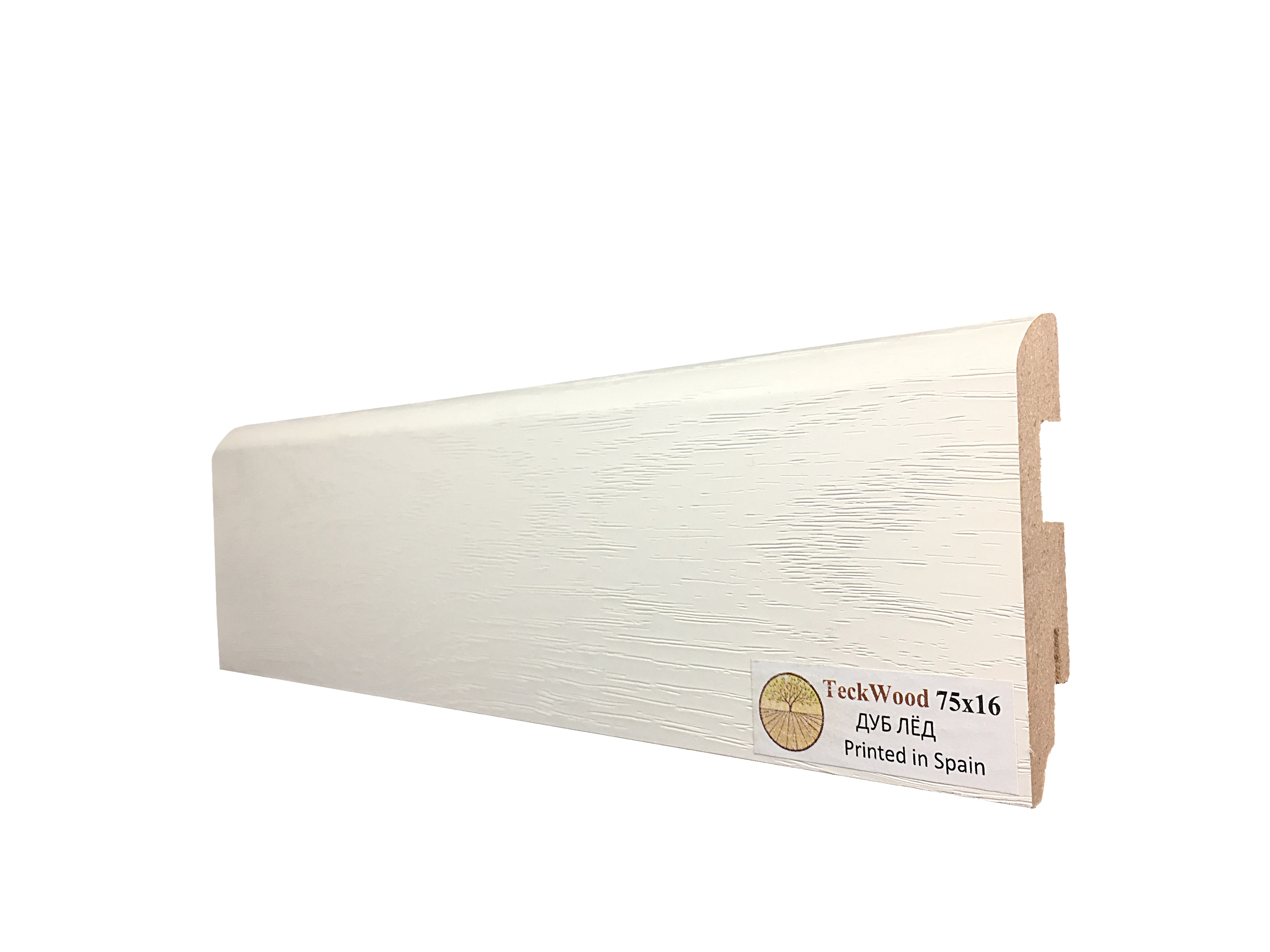 Плинтус МДФ ламинированный TeckWood Дуб Лёд 2150×75×16