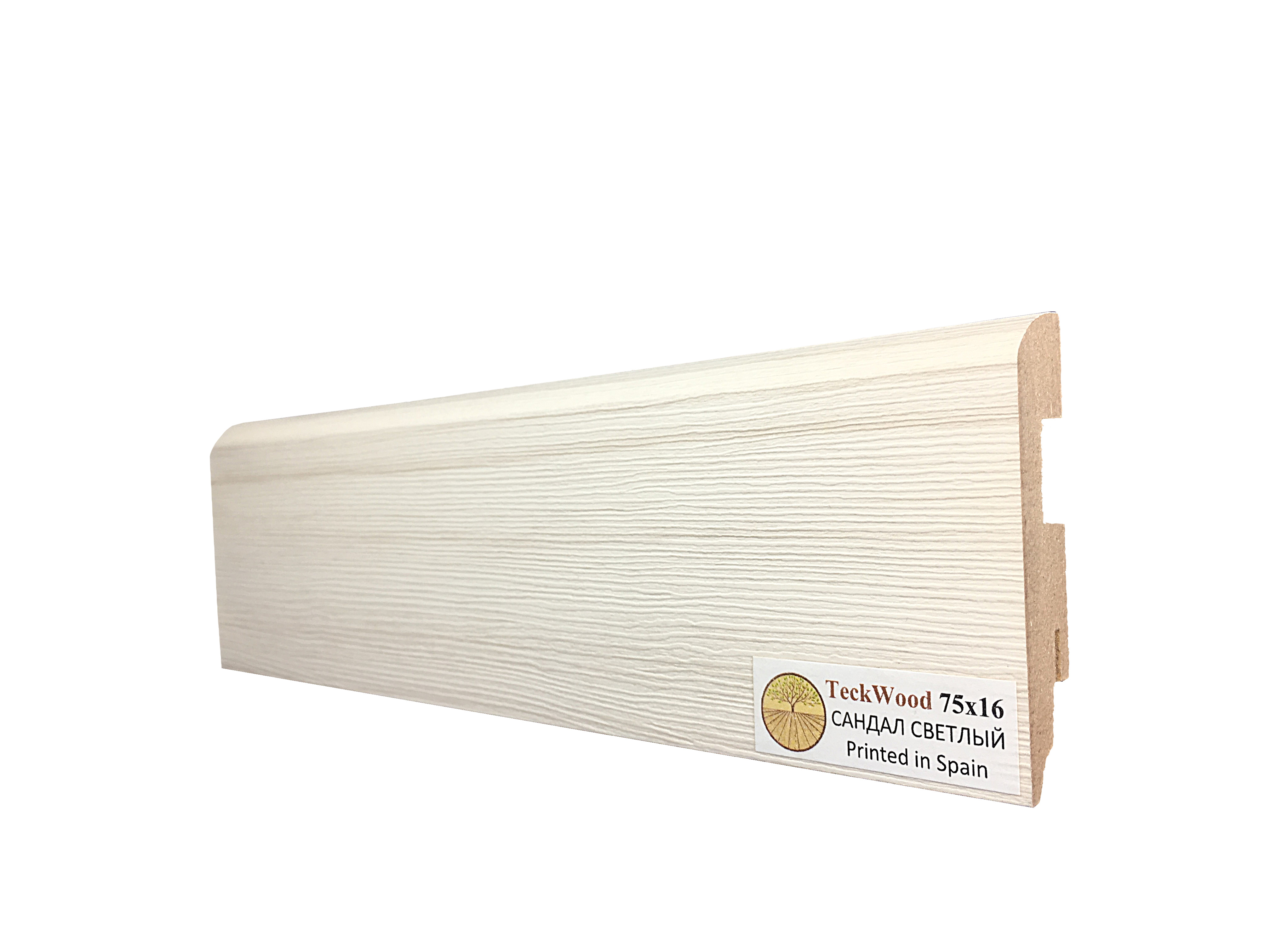 Плинтус МДФ ламинированный TeckWood Сандал Светлый 2150×75×16