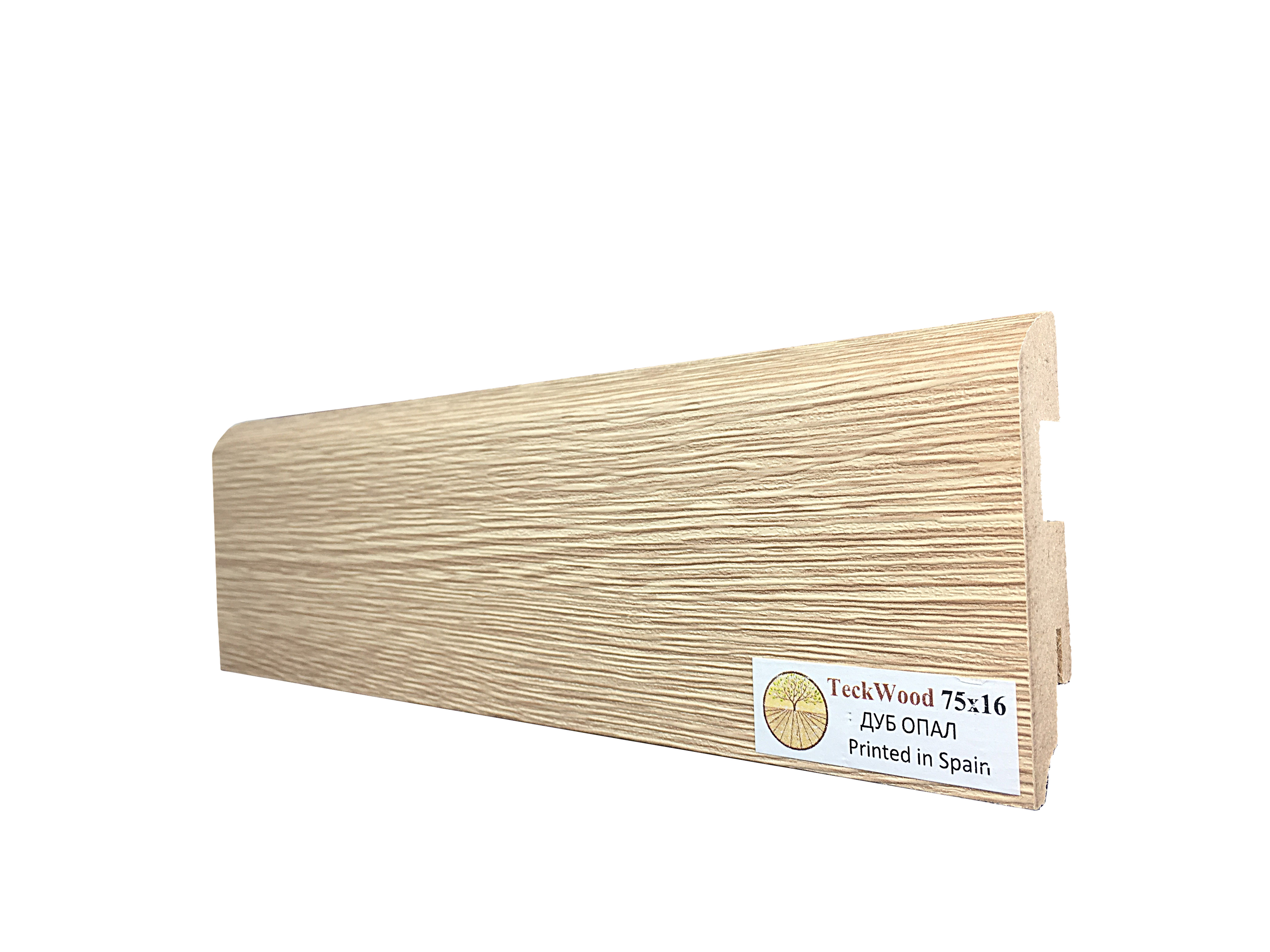 Плинтус МДФ ламинированный TeckWood Дуб Опал 2000×75×16