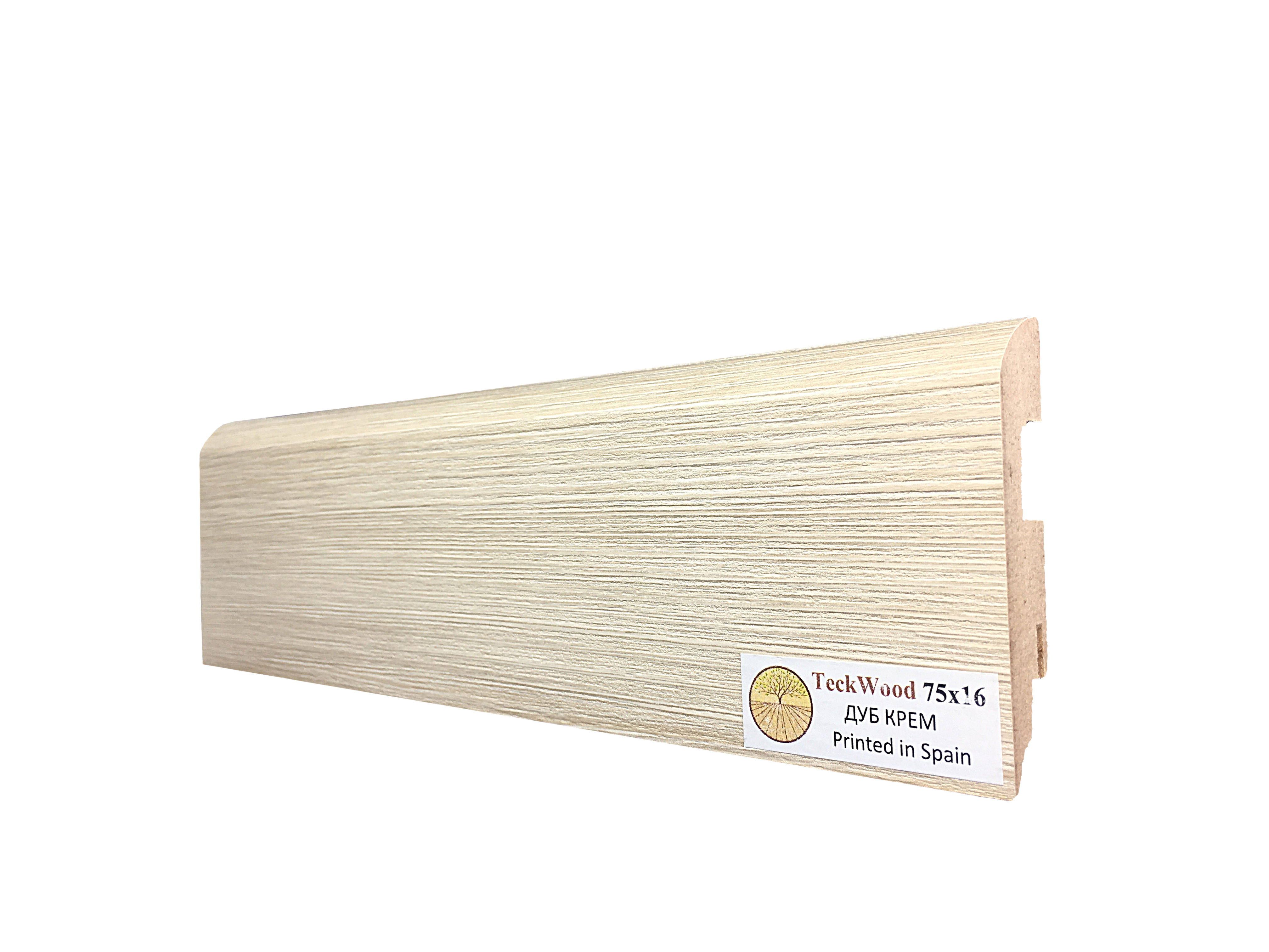 Плинтус МДФ ламинированный TeckWood Дуб Крем 2150×75×16