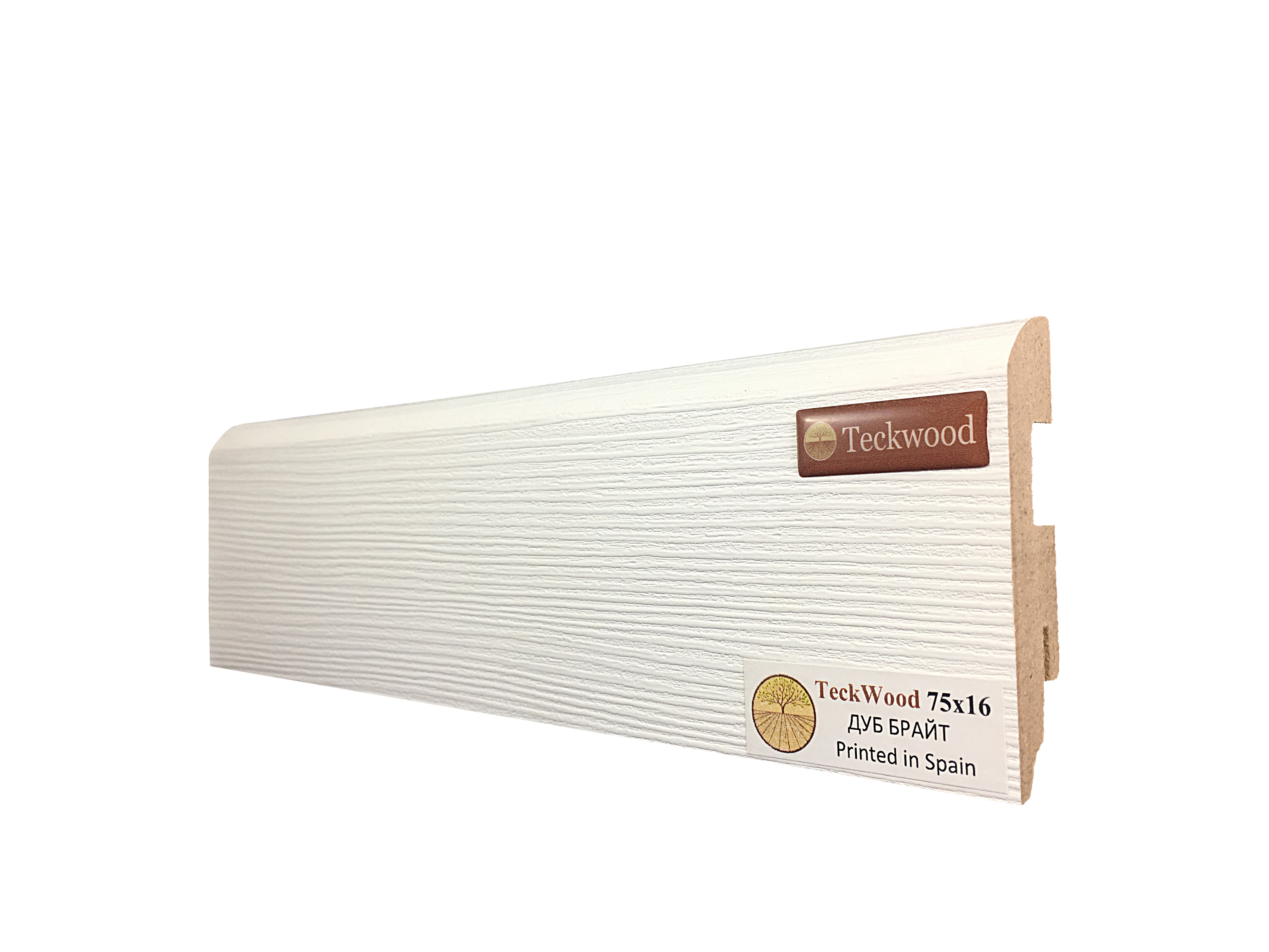 Плинтус МДФ ламинированный TeckWood Дуб Брайт 2150×75×16