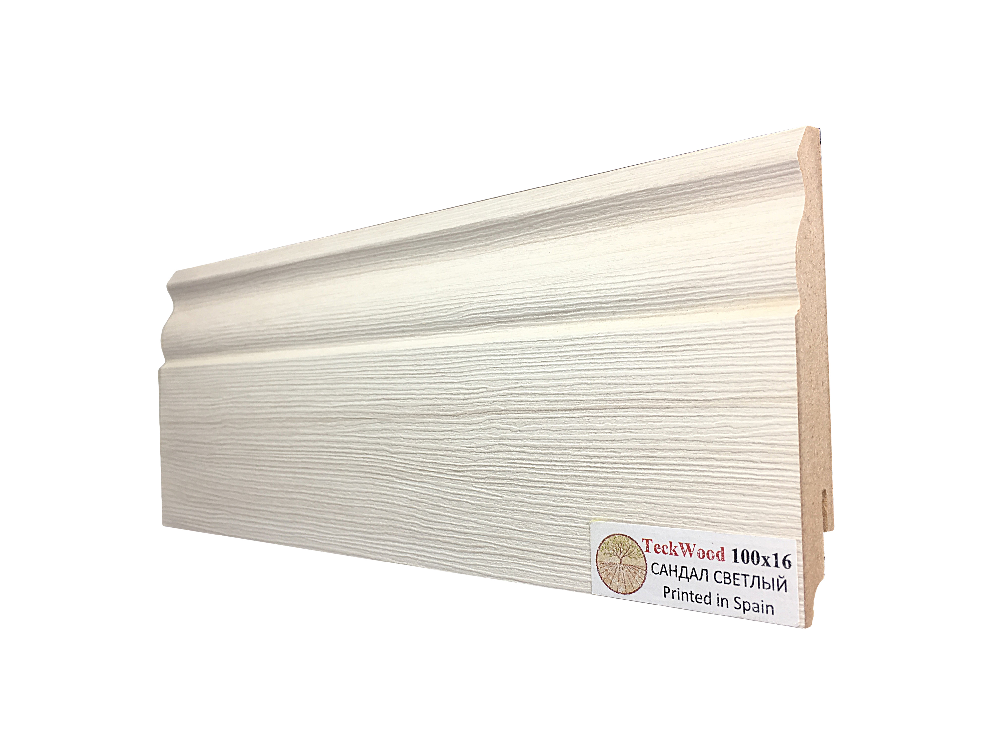 Плинтус МДФ ламинированный TeckWood Сандал Светлый 2000×100×16