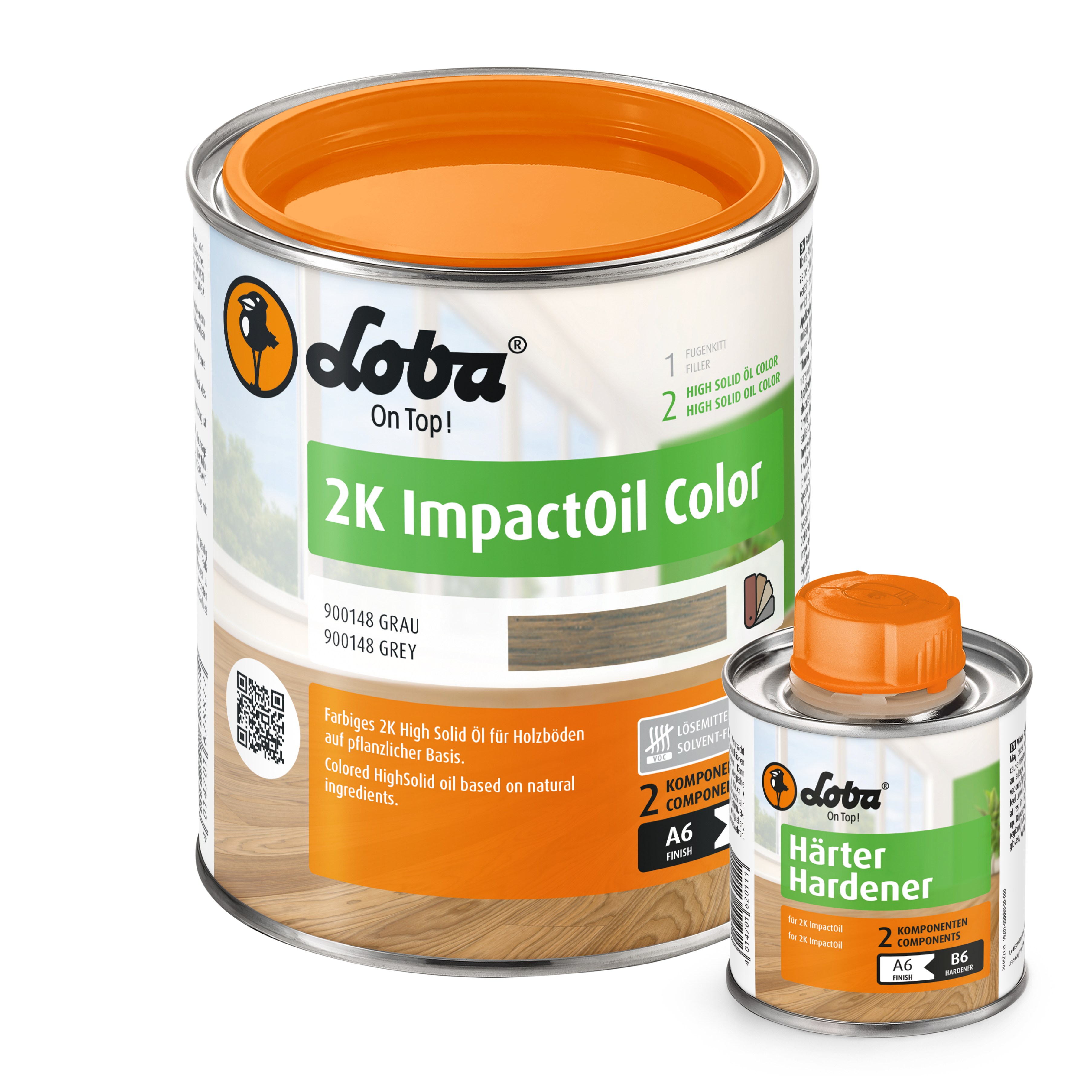 Цветное двухкомпонентное масло Loba HS 2K ImpactOil Color грэй 0,75 л