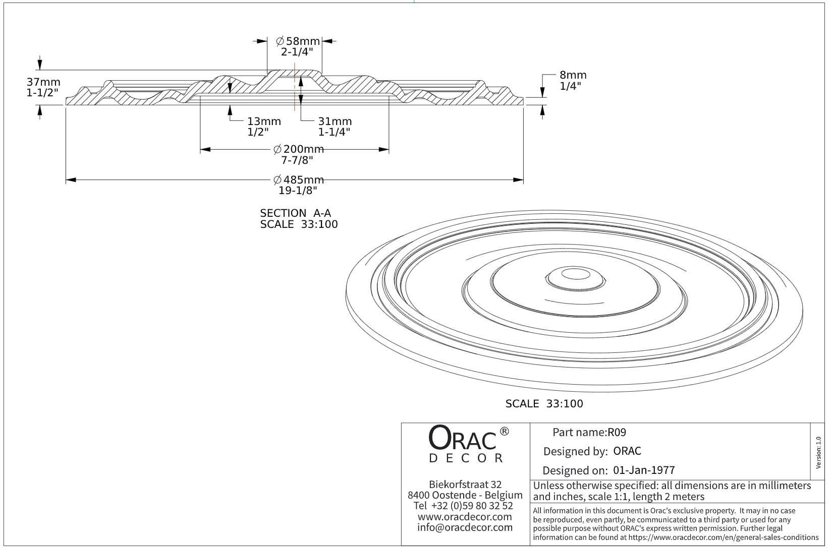 Потолочная розетка под покраску Orac Decor R09 48,5см Потолочная розетка под покраску Orac Decor R09 48,5см