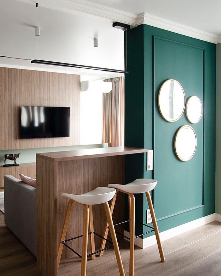 Краска Lanors Mons цвет Амазонит Amazonite 160 Interior 0,2 л фото в интерьере