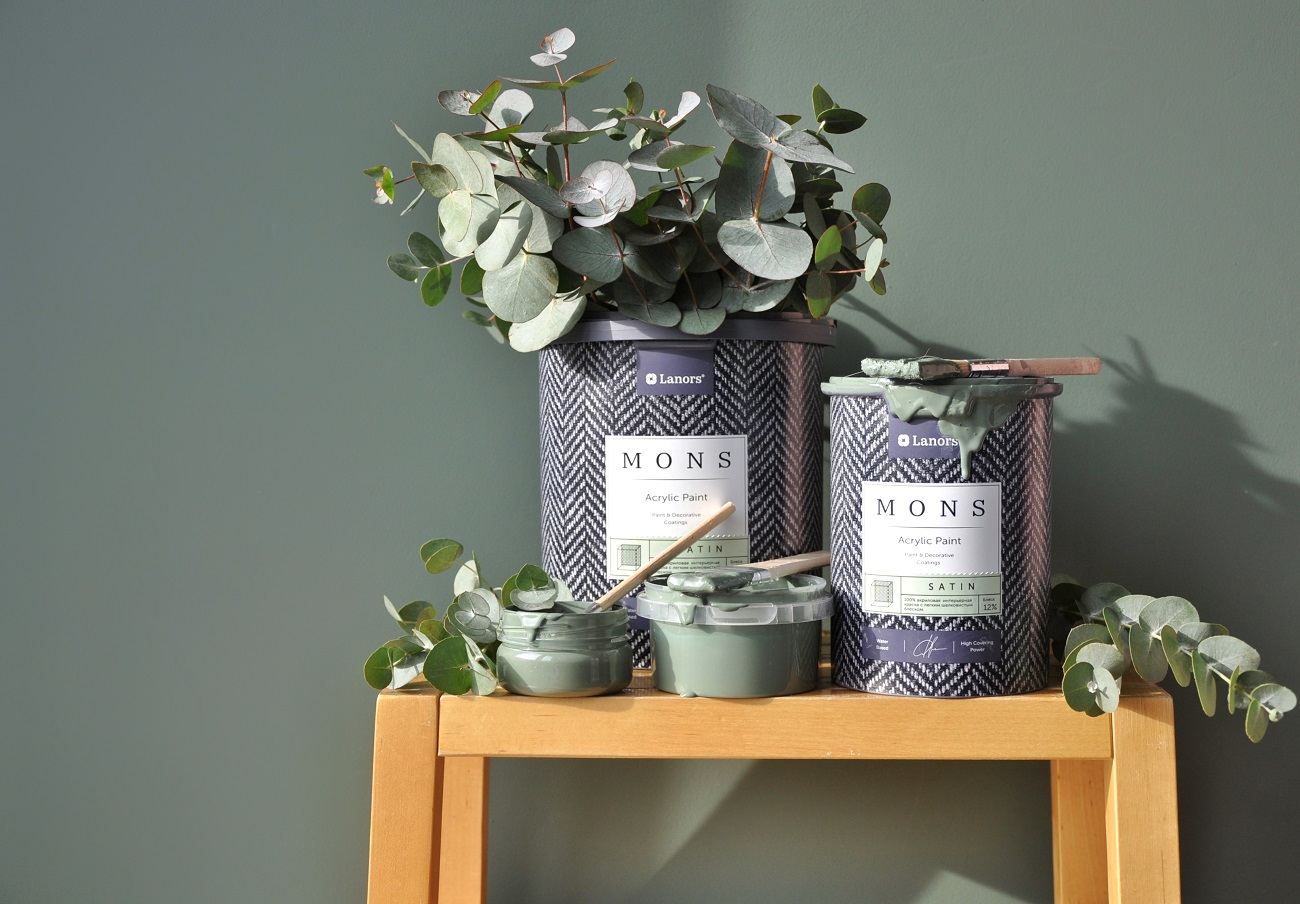 Краска Lanors Mons цвет Эвкалиптовый лес Eucalyptus forest 199 Interior 0,2 л фото в интерьере Краска Lanors Mons цвет Эвкалиптовый лес Eucalyptus forest 199 Interior 0,2 л фото в интерьере