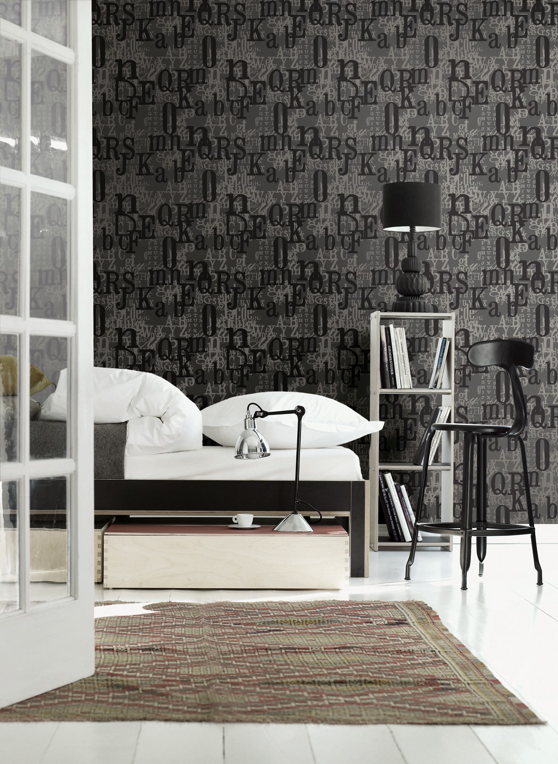 Обои Architector Black & white Puzzle ZN52100 фото в интерьере